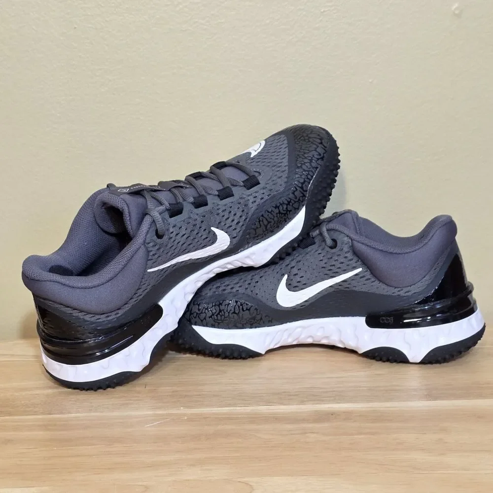 Nike Alpha Huarache Elite 4 Turf Baseball Shoes Black Grey DJ6523-011 Men's 8